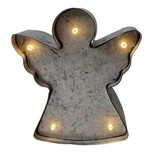 Battery Operated Galvanized Steel Lighted Angel 6" High